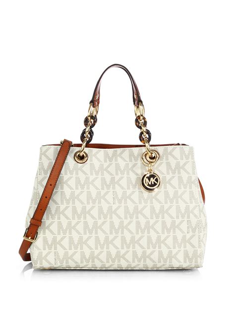 michael michael kors cynthia medium satchel pvc logo|michael michael kors cynthia medium satchel pvc logo vanilla.